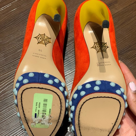 Charlotte Olympia Red Suede Studded Pumps - Picture 3 of 5